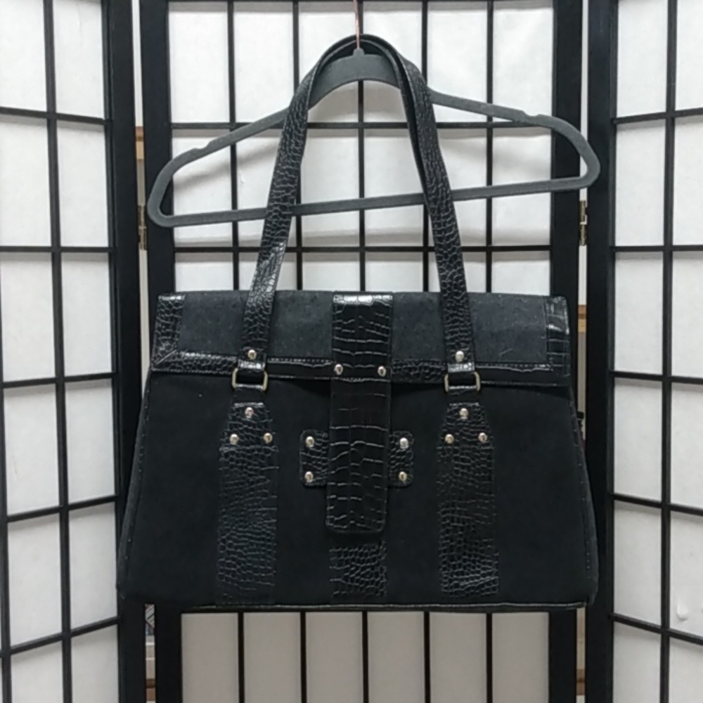 Black and Gray Suede Laptop messenger bag/tote NWOT